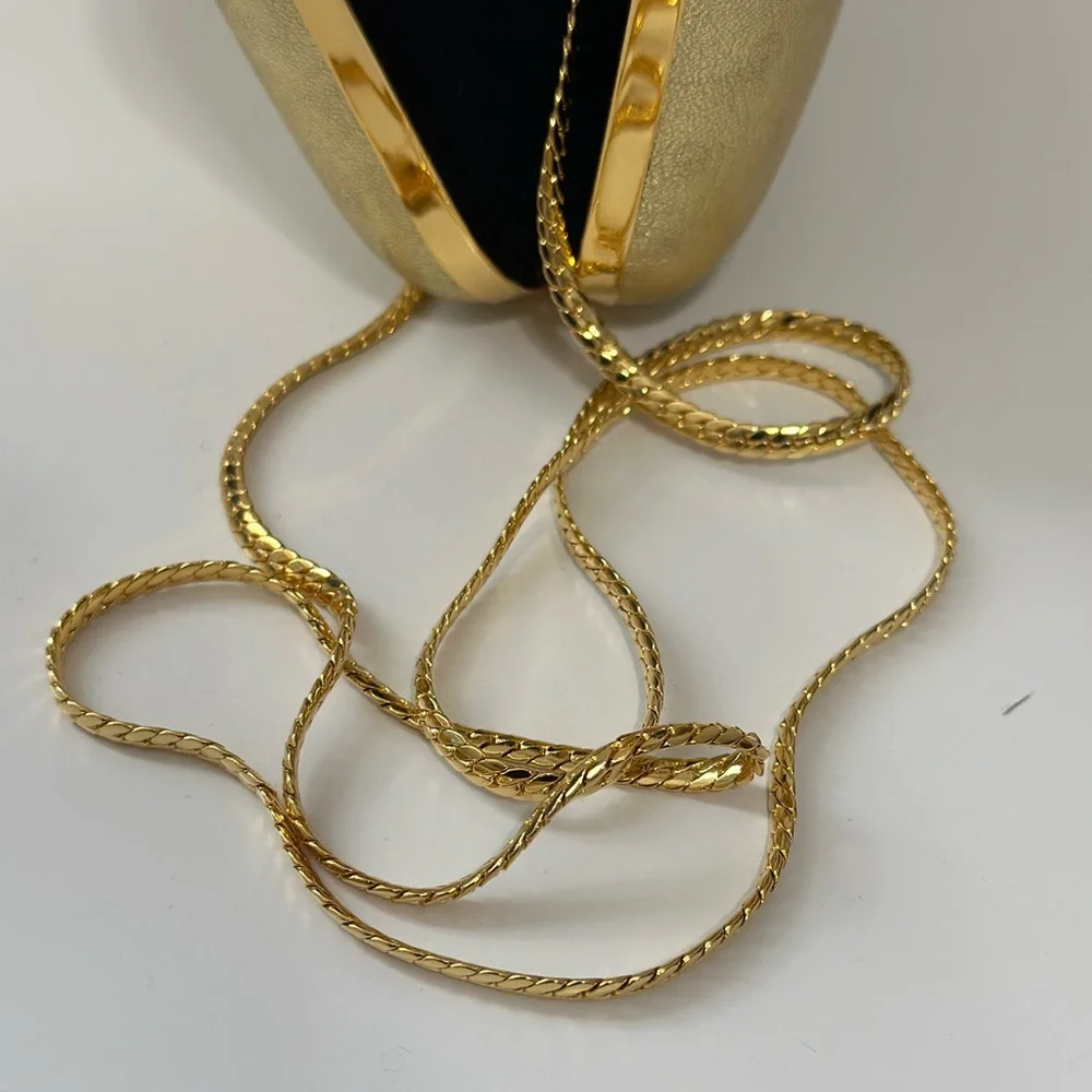 Metallic Gold Colored Evening Clutch Crossbody For lipstick Keys compact Mirror